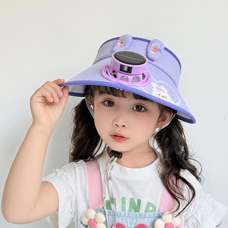 Solar Fan Hat Children's Sun Protection Hat Boys and Girls Summer UV Sky Top Hat Baby Sun Hat