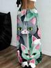 Ladies Cat Printed Sweatpants - Loose Version Jogging Belt Kitten Pattern