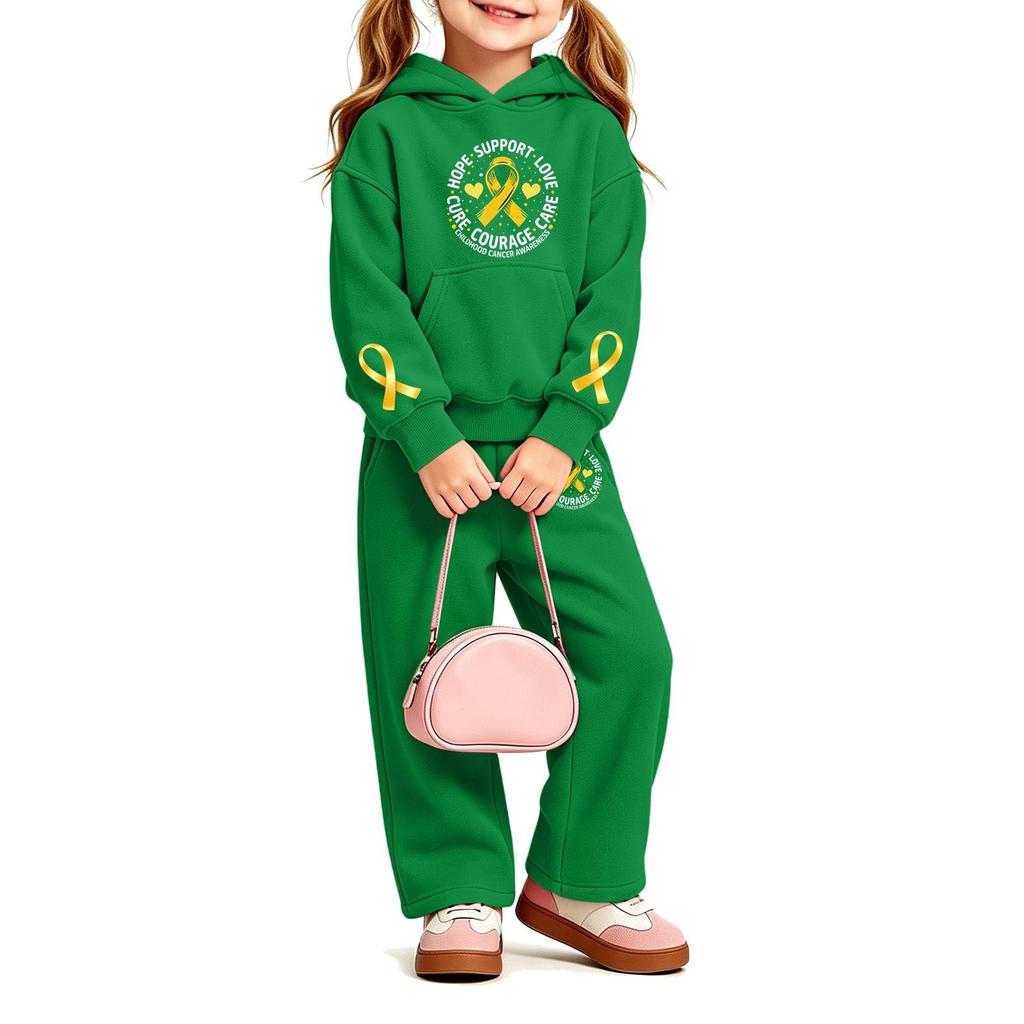 Girls' Print Hoodie and Sweatpants Set, 2-Piece Outfit for Casual Wear