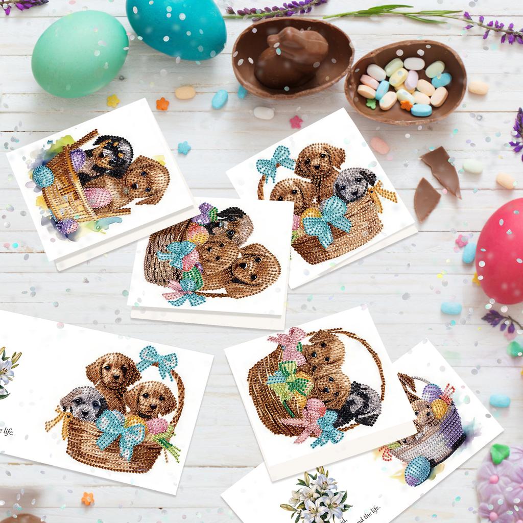 6pcs Easter Diamond Painting Greeting Cards DIY Diamond Painting Gift Card Diamond Art Greeting Cards Arts Crafts for Easter