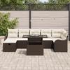 Ensemble de Canapés de Jardin 8 Pièces avec Coussins Marron Poly Rattan, Canapé de Jardin 2 Places avec Coussins Marron Poly 3359725