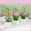 Square Pot Phalaenopsis Potted Artificial Flower Wedding Decoration Gift Bonsai