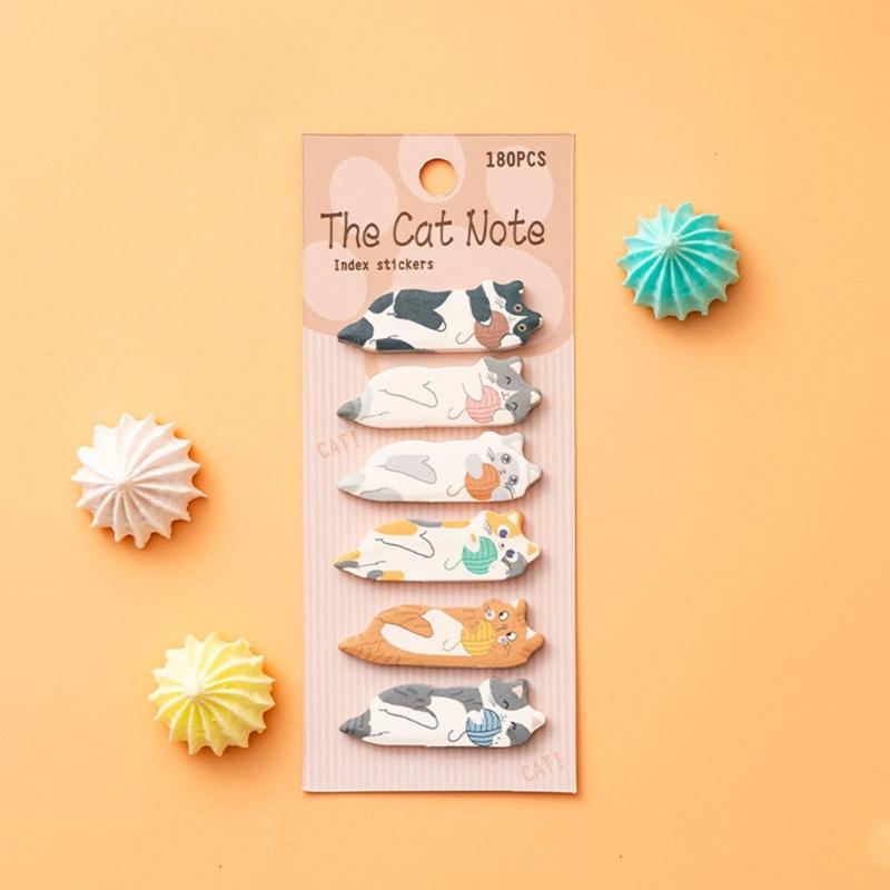 180Sheets Kitten Index Tabs Page Marker Adhesive Notes Memo Pad Index Sticker Reminder on Notebook Planner Calendar