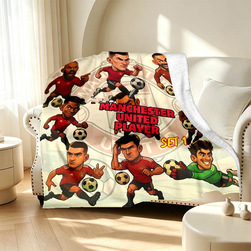 Football United F.C Pattern Blanket for Home Decoration, Bed, Sofa, Car Travel, Camping, Suitable for All Seasons, Birthday Christmas Gift