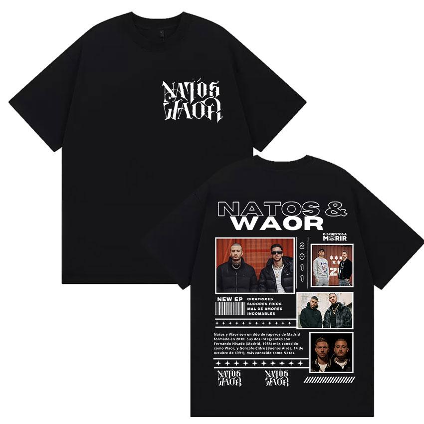 Rapper NATOS WAOR Tour 2025 Merch Graphic T Shirts Unisex Street Punk Hip Hop Short Sleeve Tshirt Unisex Retro Style Clothing Tees