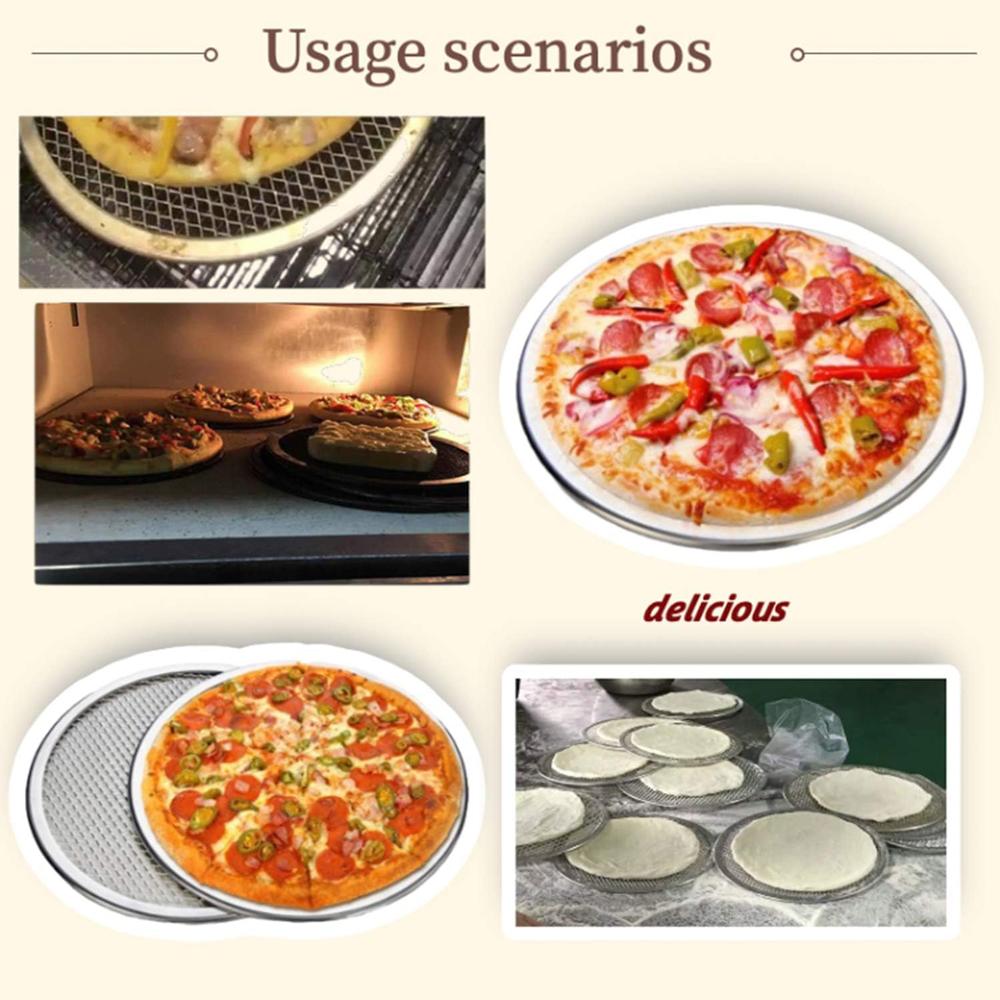 6Pcs Round Aluminum Alloy Pizza Pan 8/10/12/14inch Non Stick Pizza Baking Screen for Oven for Home Restaurant Grill Baking