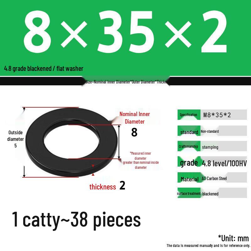 Blackened Enlarged Thickened Metal Washer - M3-M42