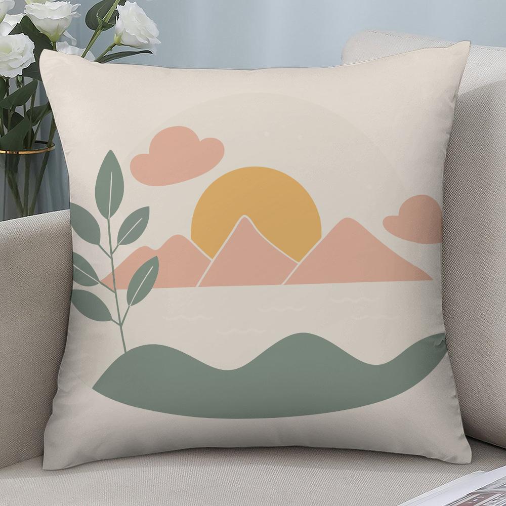 Abstract Boho Landscape Pillow Case Short Plush Pillow Covers Sofa Decorative Home Double-sided Printing Cushion Cover