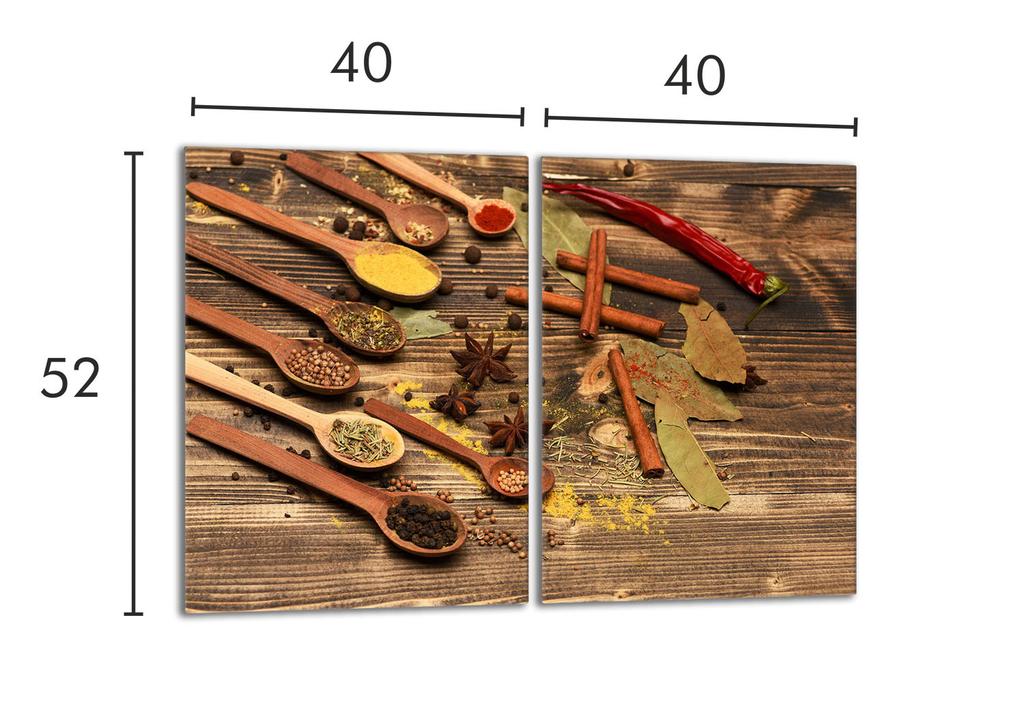 Szklana płyta ochronna na kuchenkę 2x40x52 Przyprawy