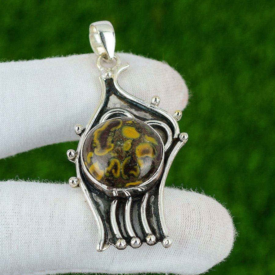 Natural Fruit Jasper Gemstone Jewelry 925 Sterling Silver Pendant For Girls
