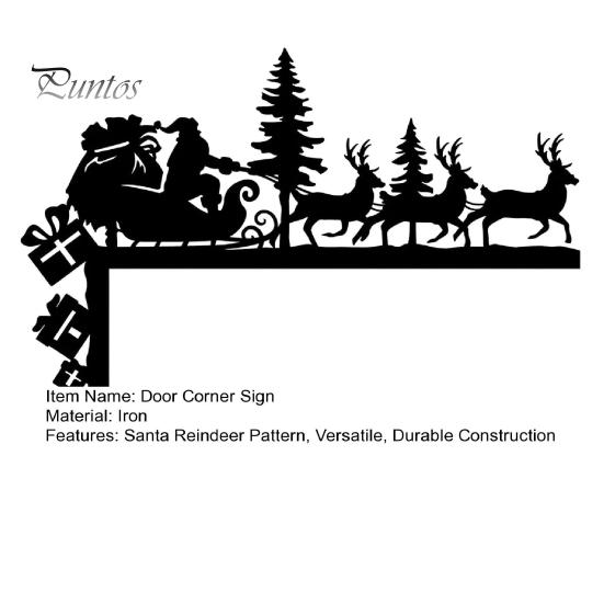 Metal Door Decoration Christmas Corner Sign Santa Reindeer Frame Holiday Entrance Sitter Home Wall Decor Festive Seasonal Front