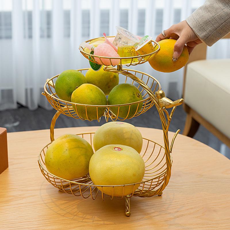 Light Luxury Fruit Plate Modern Living Room Home Nordic Simple Ins Style Multi-layer Fruit Plate Iron Art Candy Plate Front Desk