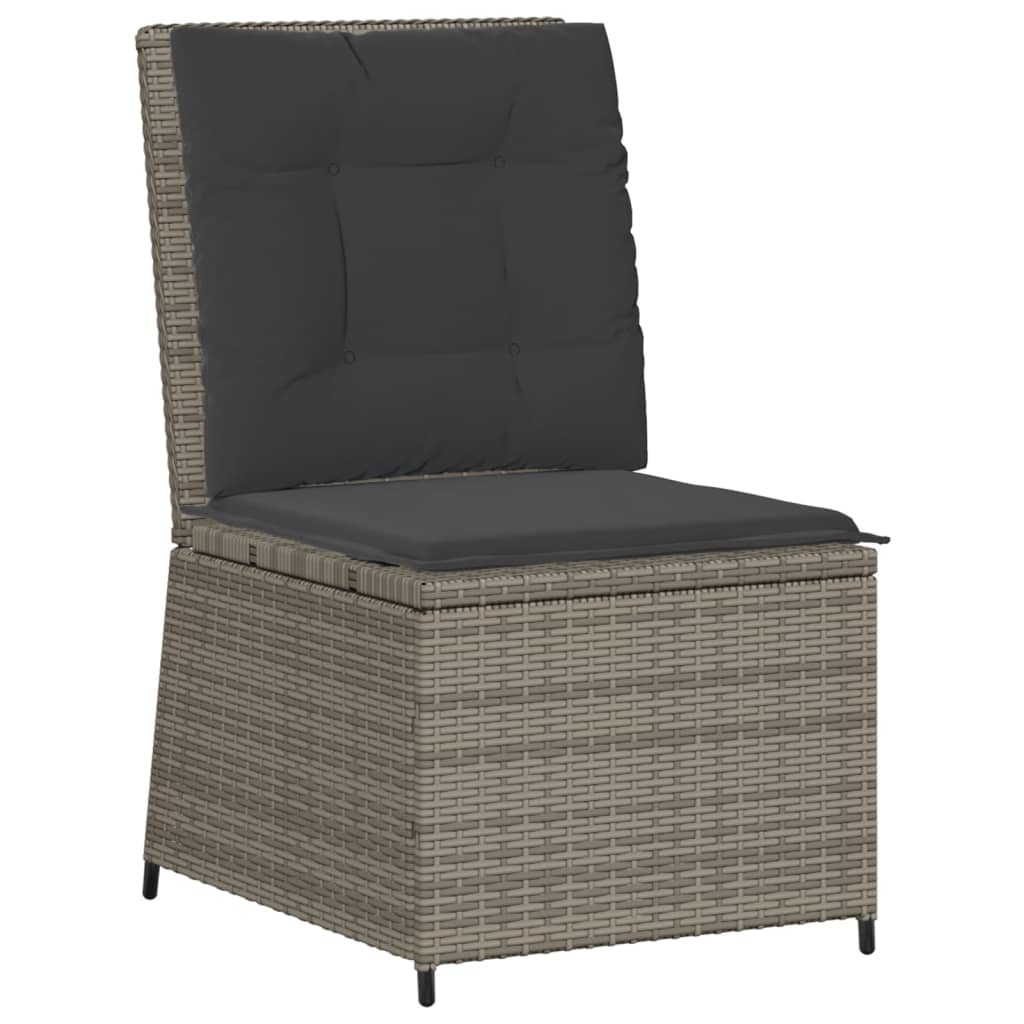 Vidaxl Folding Garden Chair With Cushions, Grey, Poly Rattan