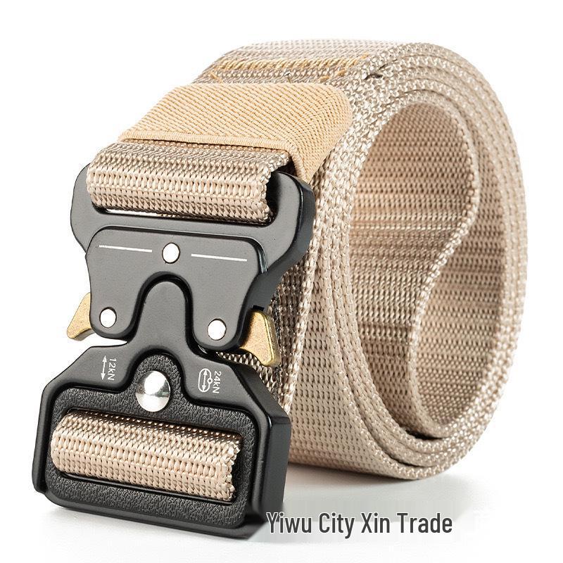 Outdoor Tactical Nylon Belt with Automatic Buckle for Military Training and Workwear