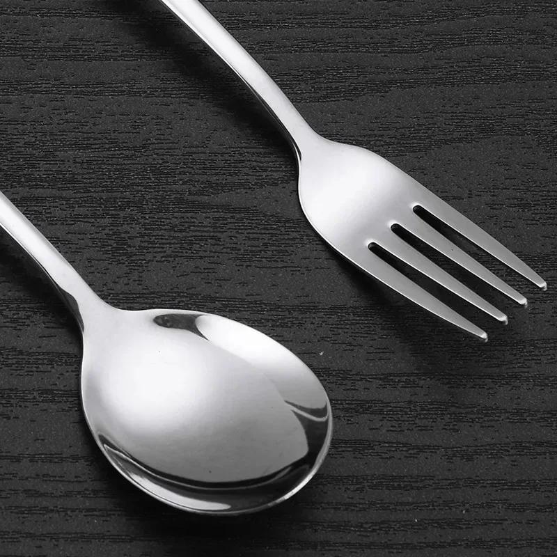 New Long Handle Spoon and Fork Household Kitchen Soup Spoons Fruit Forks Cutlery Set Dessert Coffee Teaspoon Flatware Utensils