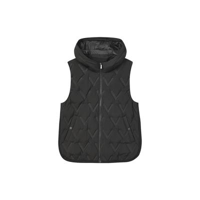 Emerald Solid Color Hooded Casual Loose Down Vest Women Vests Black F11W344926F-BK