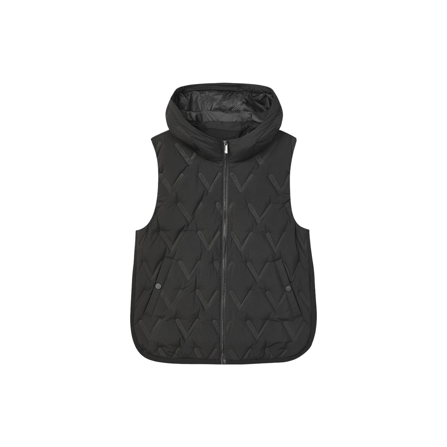 

FILA Emerald Solid Color Hooded Casual Loose Down Vest Women Vests Black F11W344926F-BK L