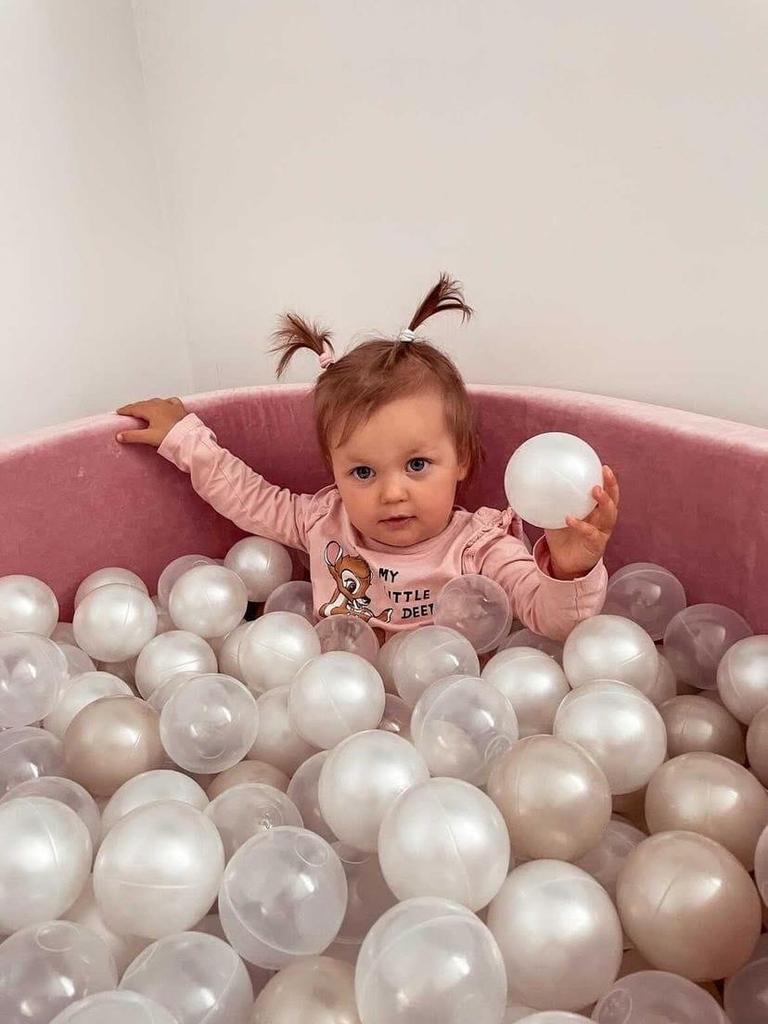 Dry pool 110x40cm Velvet Soft Pink with 500 balls: powder pink, silver, white, transparent
