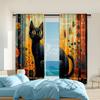Rideaux Transparents en Polyester Polyvalents Décoration de Maison Chat Floral Utilisation Chambres à Coucher Salons Ensemble de 2 Rideaux Lavables Prêt pour la Pièce