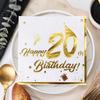 White And Gold Design Happy Birthday Napkins Gilding Number Print Black And Gold Design Party Napkins 2-Ply Tissue Luncheon Size