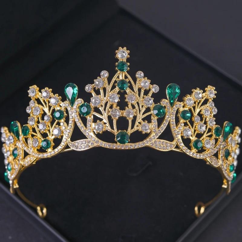 Baroque Vintage Princess Queen Bridal Crown Headwear Crystal Tiara for Women Wedding Crown Hair Dress Accessories Jewelry Crown