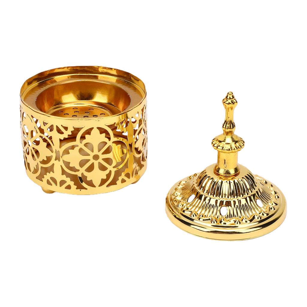 Arabic Incense Holder Pot Vintage Decorative Candle Stand for Home Tabletop Decoration Zinc Alloy Gold Style 1