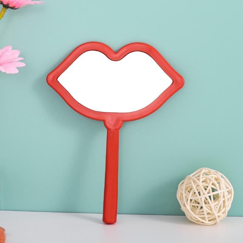 Lip-Shaped Handheld Makeup Mirror with Customizable Handle: Portable HD Mini Mirror for DIY Touch-Ups