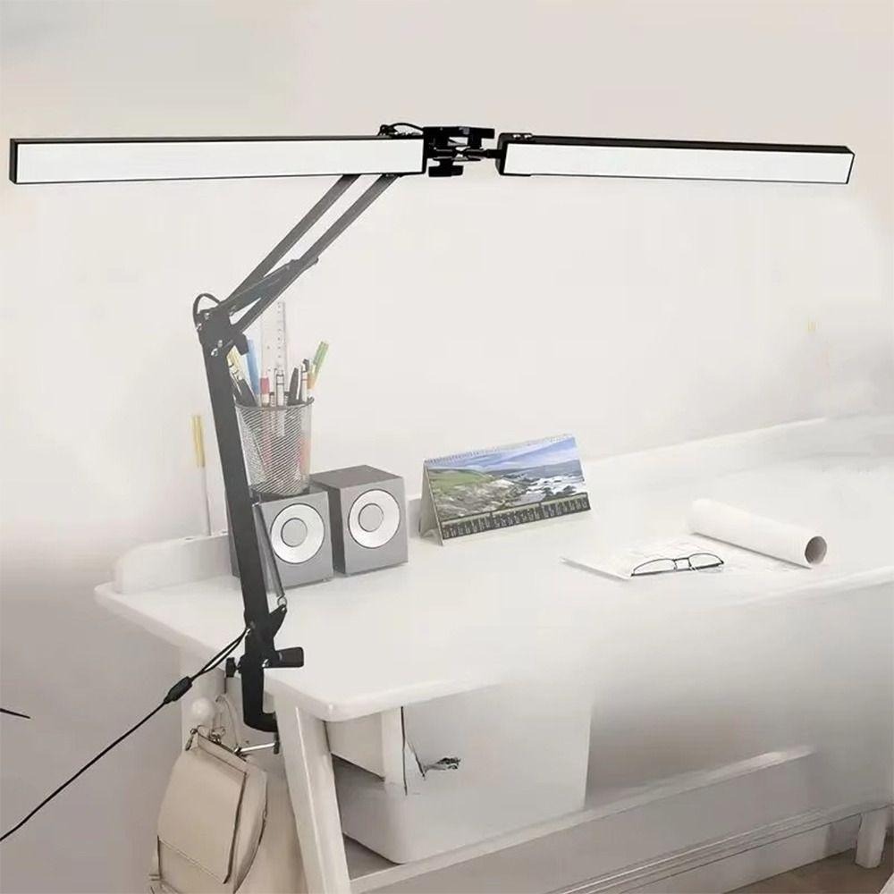 Adjustable Brightness Double Head Desk Lamp 160LED LED Desk Lamp Rocker Arm LED Table Lamp  Office