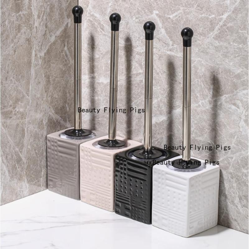 Ceramic Toilet Brush Set Squar Toilet Brush Base Long Handled Toilet Brush Toilet Cleaning Tools home Bathroom Accessories