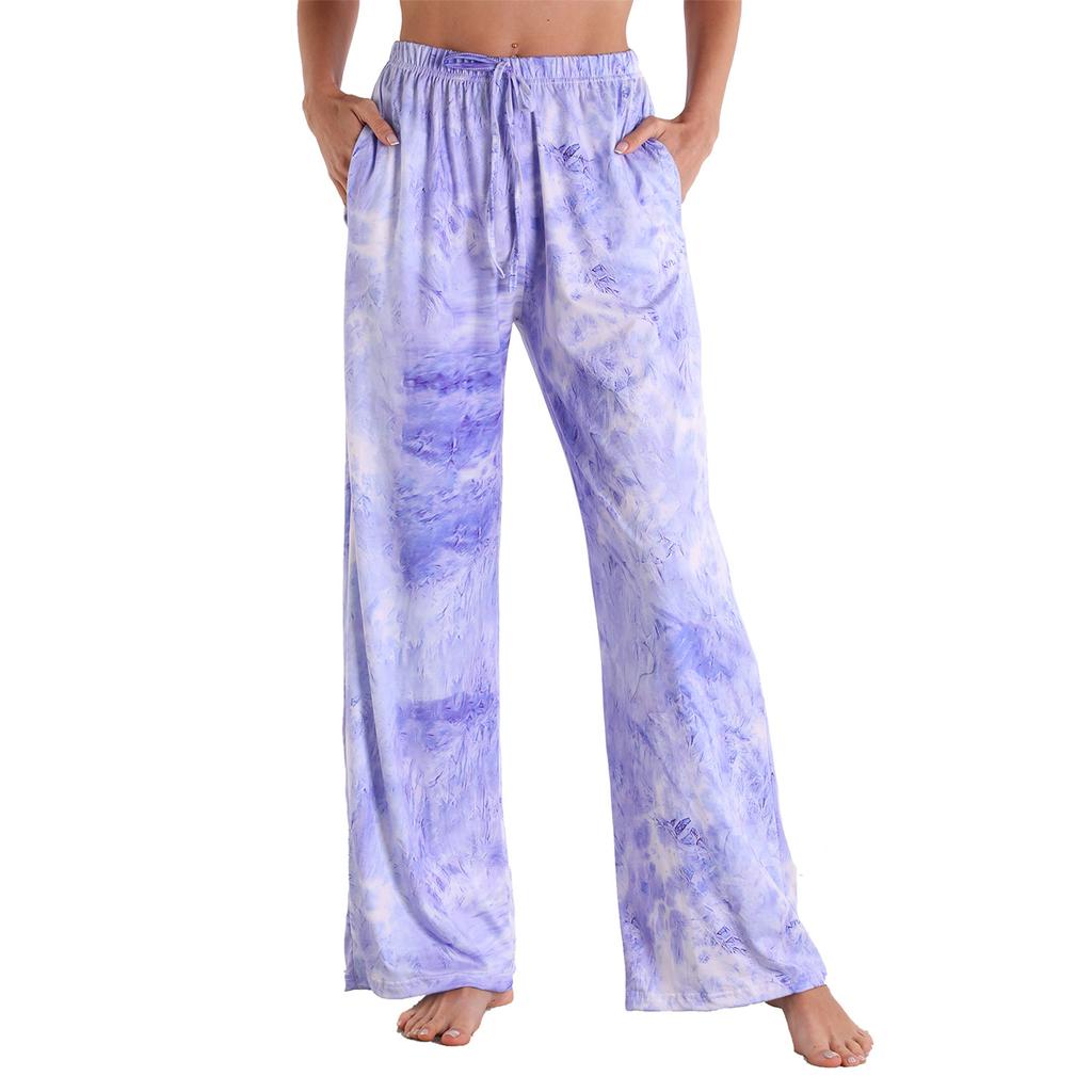 Women's Fashion Casual Print Elastic Waist Home Workout Sweatpants Straight Leg Pants