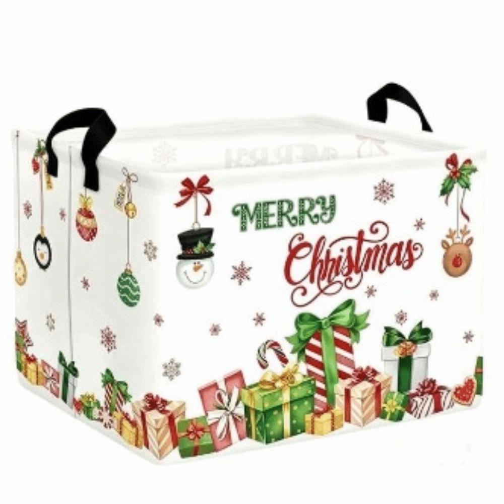 Large Capacity Christmas Storage Basket Cartoon Snowman Toys Organizer Box Laundry Hamper Closet