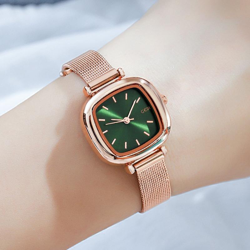 Simple casual women's watch mesh belt high-end quartz watch waterproof small sugar cube women's watch