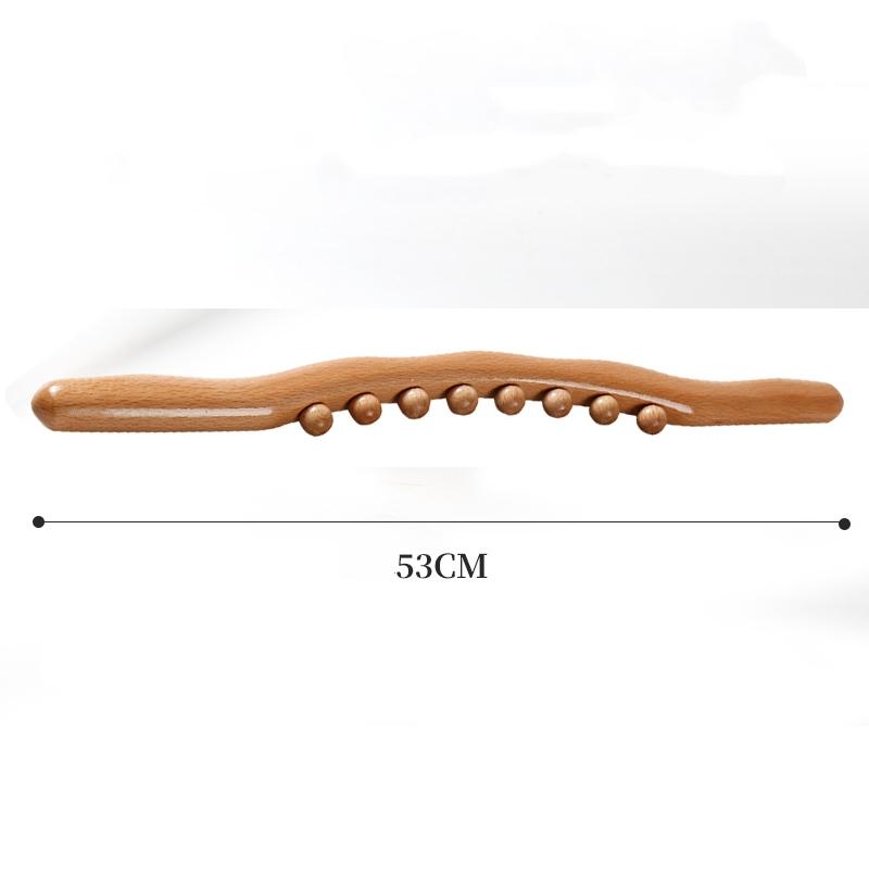 Ergonomic Beech Wood Scraping Roller Manual Massager Stick for Neck Shoulder Leg Back - Body Care Beads Massage Tool