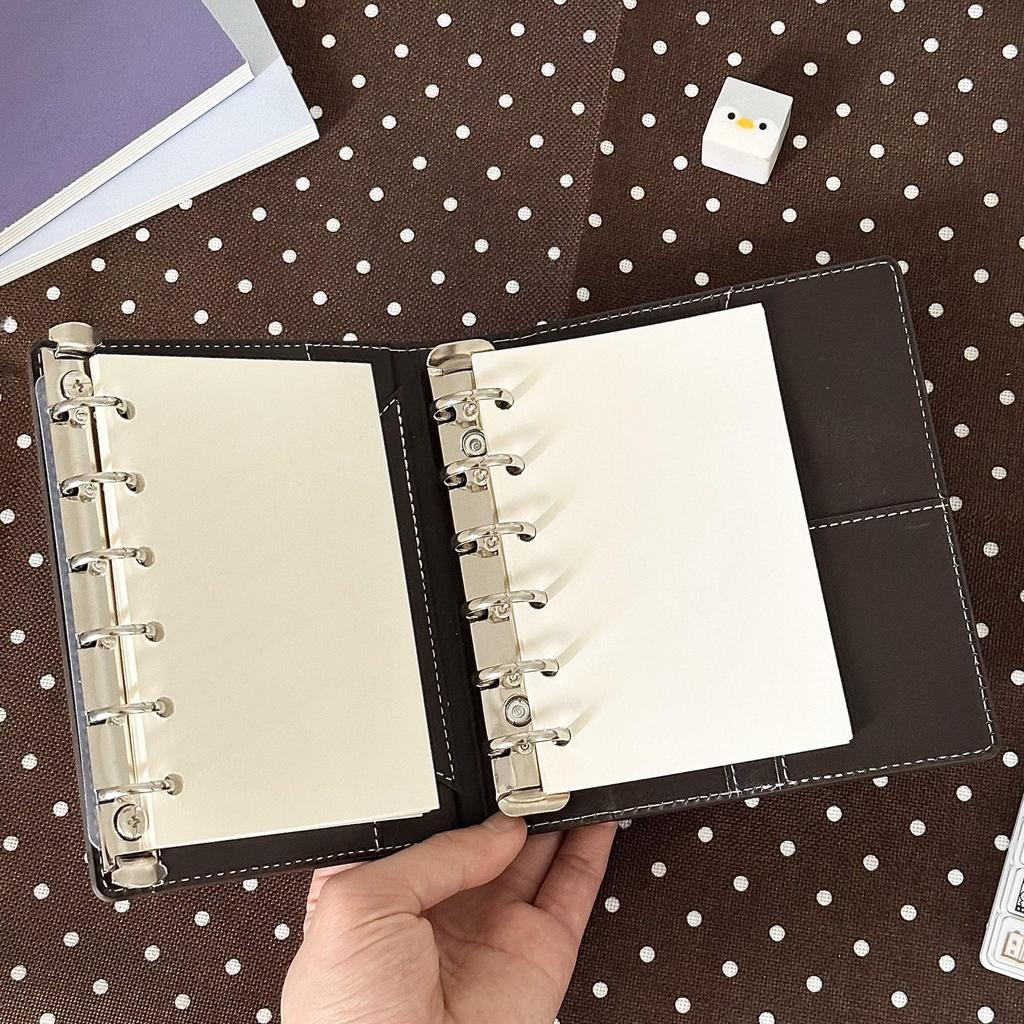 French Dark Chocolate Latte A7 Double Ring Planner - Elegant Detachable Thickened Loose-Leaf DIY Life Book