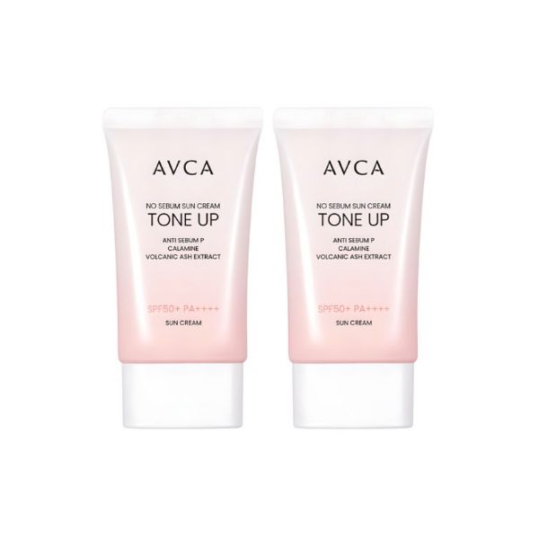 AVCA Tone-Up No-Sebum Physical Sunscreen 35ml 2pcs - Brightening & Matte Finish