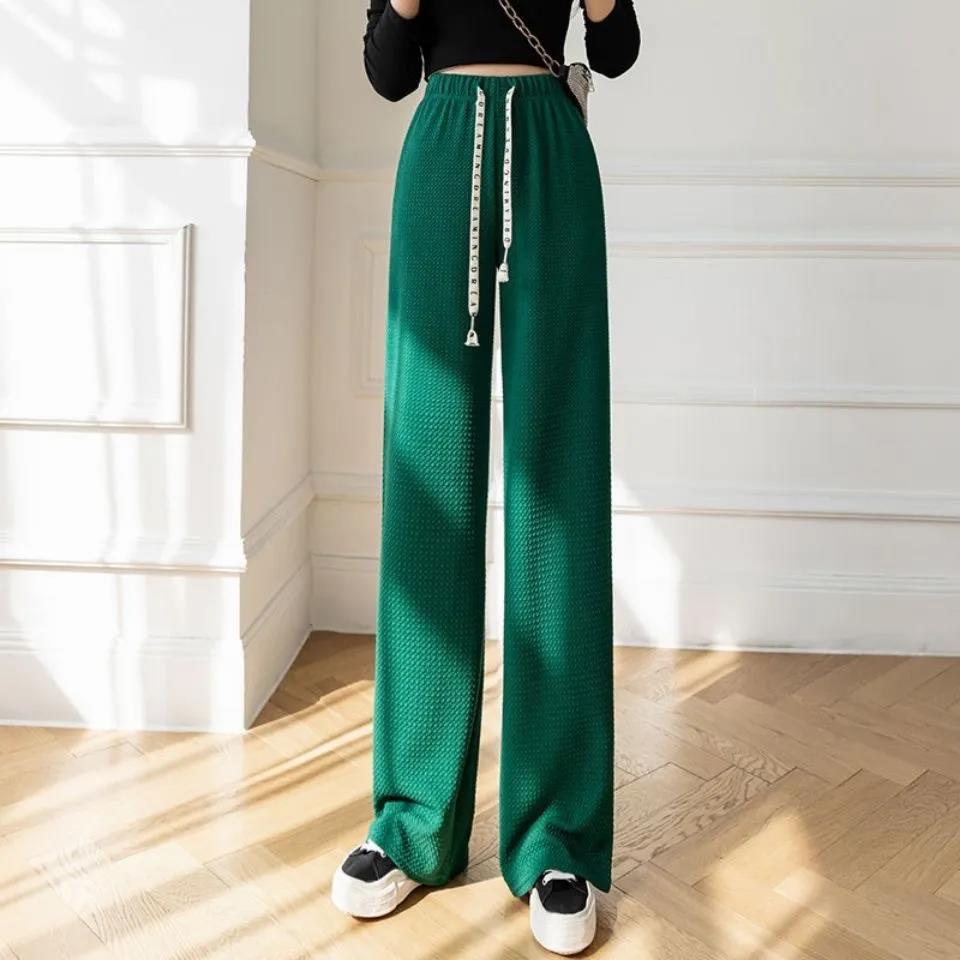 Frühling Neue Sportliche Freizeithose Damen Elastischer Bund Kordelzug Gerade Hose