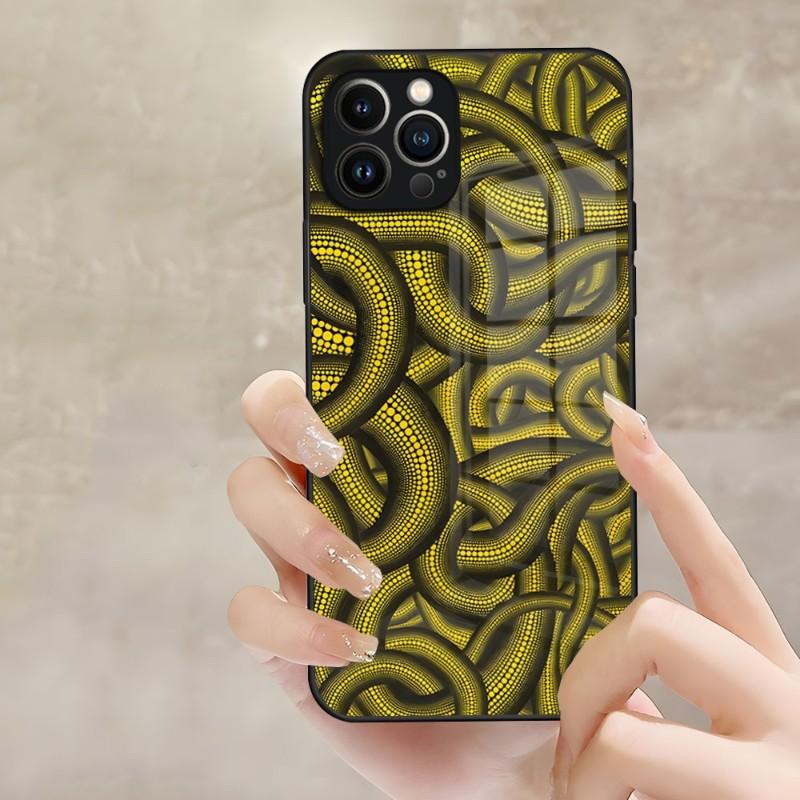 Art YAYOI KUSAMA Phone Case For Apple IPhone 14 Pro 12 11 13 Mini X XR XS Max 8 7 6 Plus SE 2020 Glass Design Back Cover