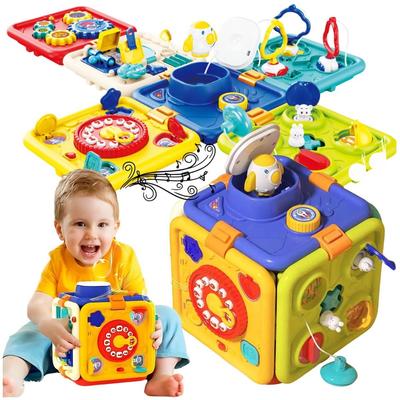Cubo Attività per Bambini Giocattoli per Bambini Piccoli Tavola Attività Musicale con Blocchi Forme Sensoriali Giocattolo Educativo 6-in-1 Regalo di Natale Compleanno