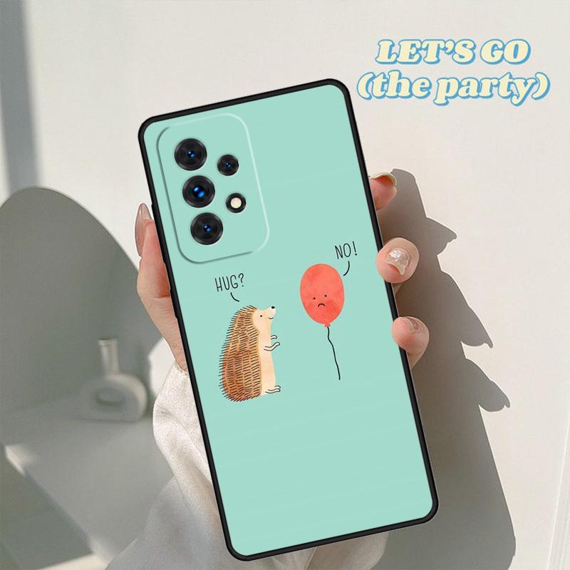 Hedgehog and Balloon Phone Case For Samsung Galaxy A42 A31 A40 A51 A71 A32 A80 A91 A52 A72 A73 A20e A21S A50 A70 A11 A12 Cover