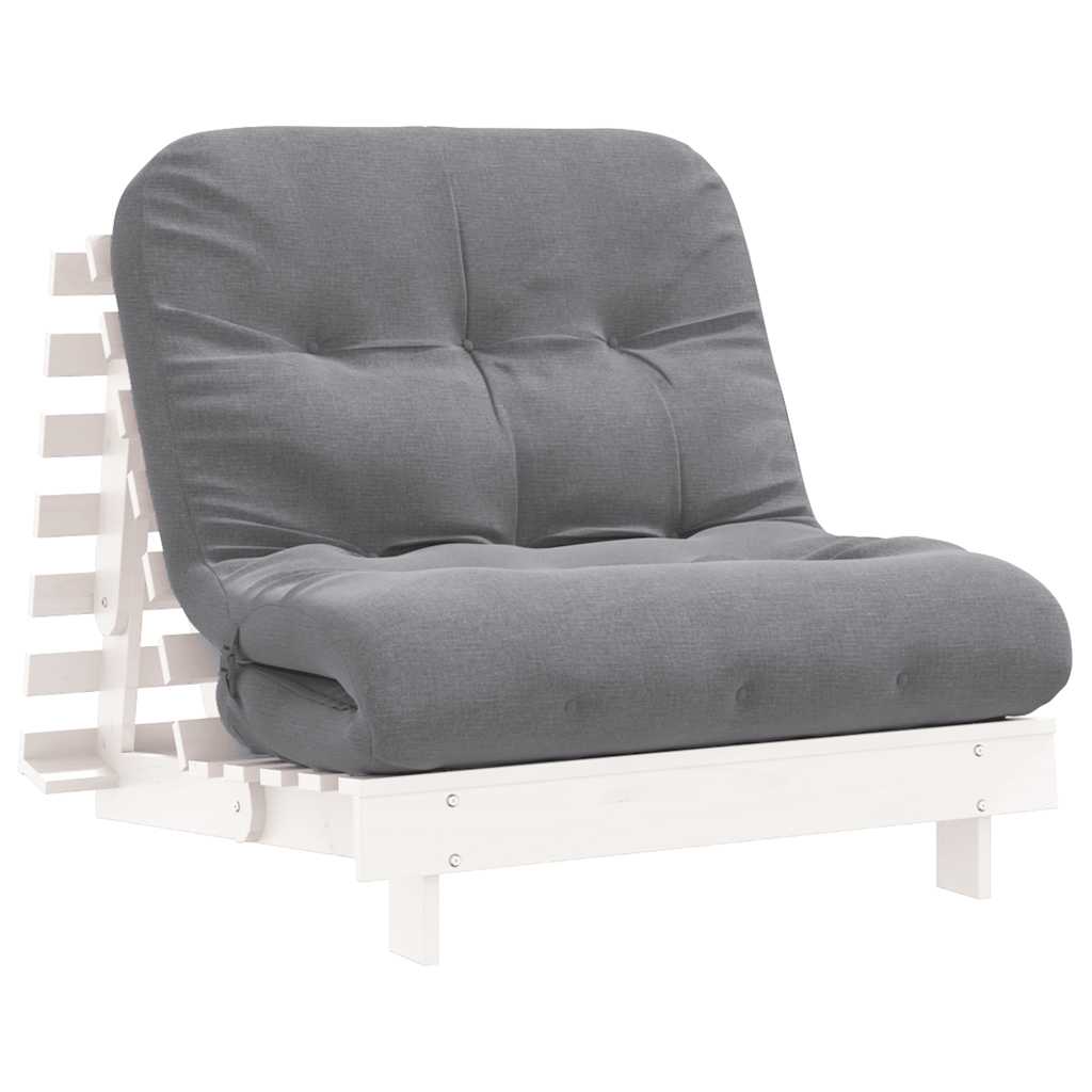 Vidaxl Sofa Rozkładana Typu Futon, Z Materacem, Biała, 90X206X11 Cm