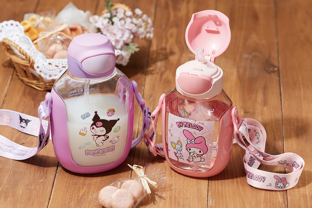 Skater Wasserflasche mit Strohhalm 530ml Strohhalm-Wasserflasche One Push My Melody Ushiro Shiro Sanrio Kinder PDSH6DX-A