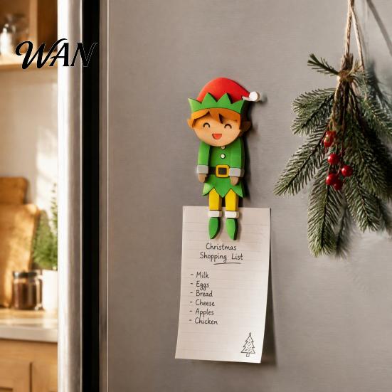 Santa Claus Fridge Magnets Christmas Wooden Dangle Toy, Refrigerator Magnet, Cute Cartoon Small Holiday Gifts for Friends Snowman Elk Magnetic