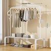 Indoor Double-Rod Floor-Standing Clothes Rack for Balcony or Bedroom