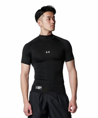 [Under Armour] Baseball Baselayer UA Heat Gear Armor Kompressions-Kurzarm-Mock Herren Schwarz LG