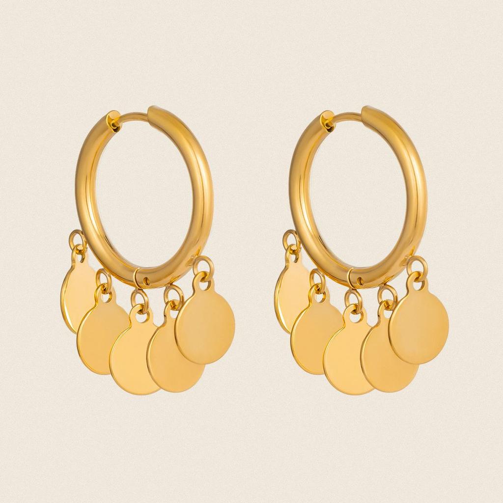 Xia Ling 18K Gold Stainless Steel Tassel Earrings: Elegant European & American Design for Women