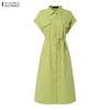 ZANZEA Robe chemise décontractée à manches courtes et col rabattu pour femme
