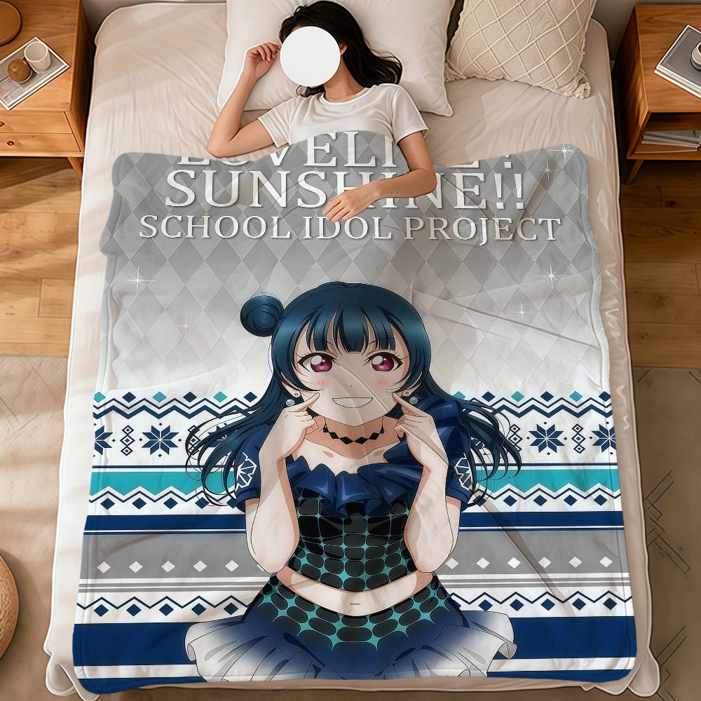 

anime girl takami chika sakurauchi riko soft warm plush blanket for dormitory sofa living room pet hogar bedroom gift home 75x90cm