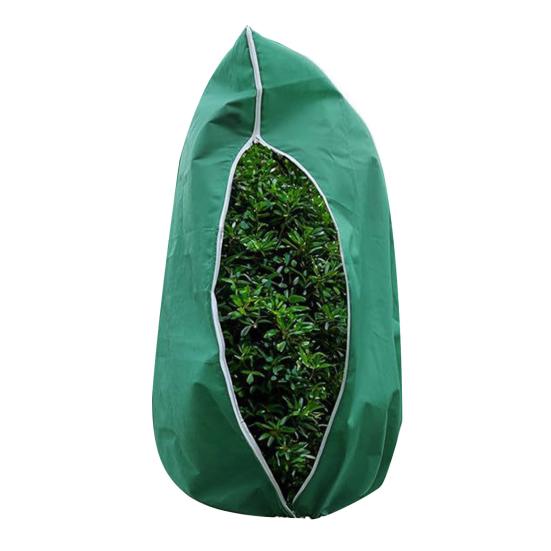 Winter Plant Cover Breathable Freeze Protection Pouch Reusable Frost Blanket with Zipper Drawstring for Outdoor Potted Plants Shrub