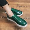 Patent Leather White Bottom Men's Business Dress Brock Flower Leather Shoes 2025 Autumn Leathershoes