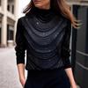 Plus Size Heavy-Duty Hot Drilled Semi-High Neck Long Sleeve Women's Base Shirt for Autumn/Winter 2026